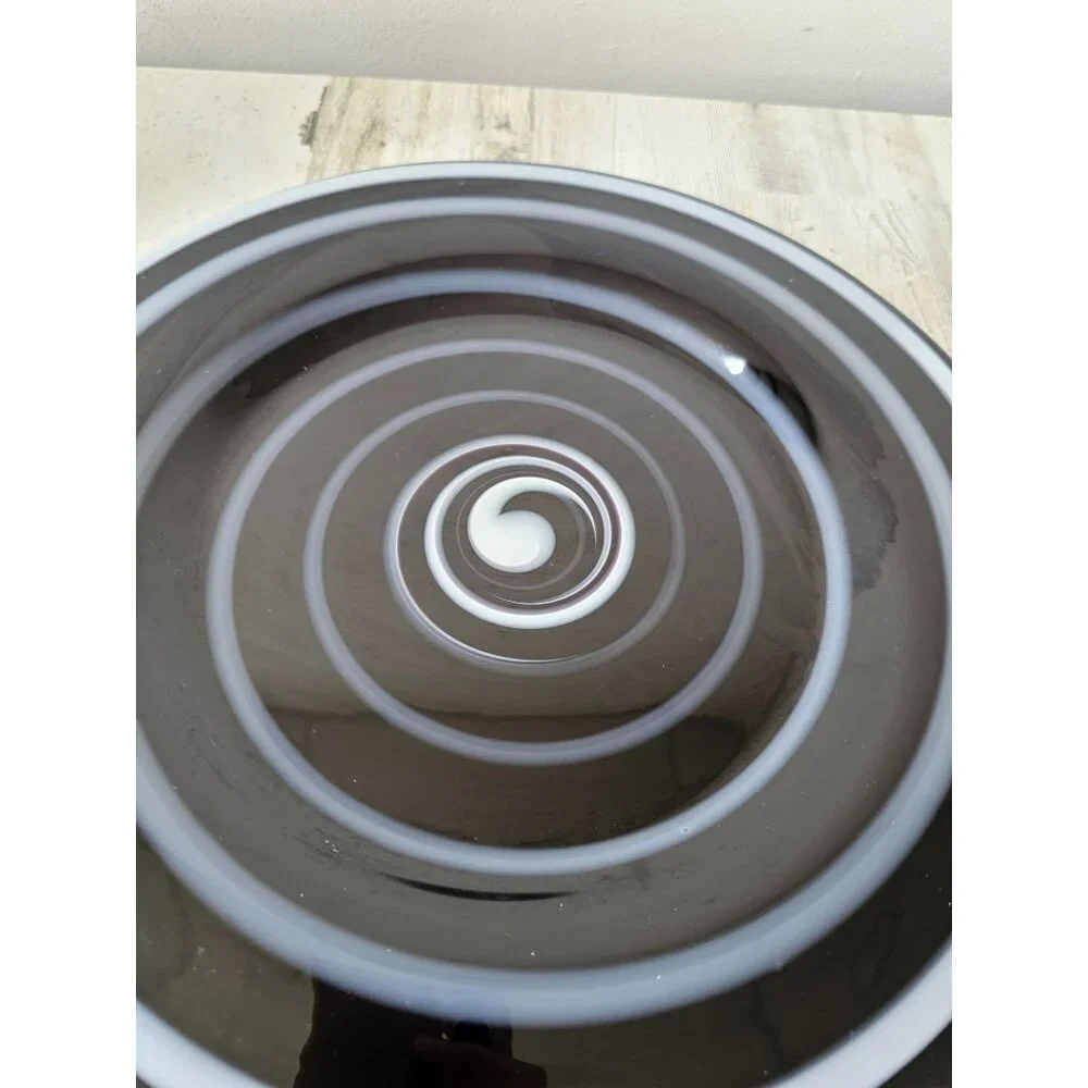 Pier 1 swirl black plate‎ retired white unique dinner 13